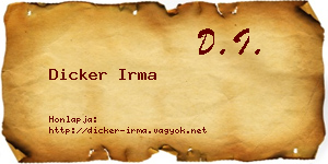 Dicker Irma névjegykártya